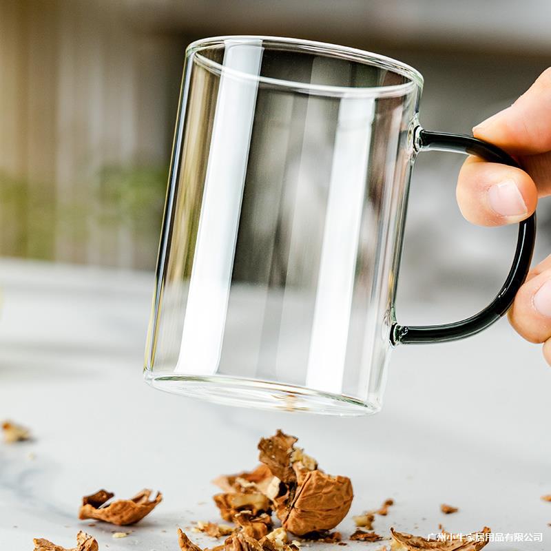 New high borosilicate glass water cup, heat-resistant coffee cup, light luxury heat-resistant high-temperature zone handle glass cup, household guest tea cup details Picture