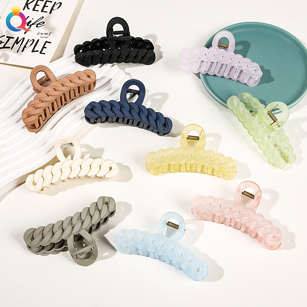 Qiyue Amazon Cross-border frosted Grabber 11cm chain shark clip, hair clip, hair accessory, back head updo, wholesale full figure
