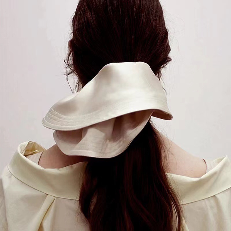 20cm large intestine hair band, Korean-style oversized high-end pleated hair band, new black hair tie and hair accessory for women details Picture