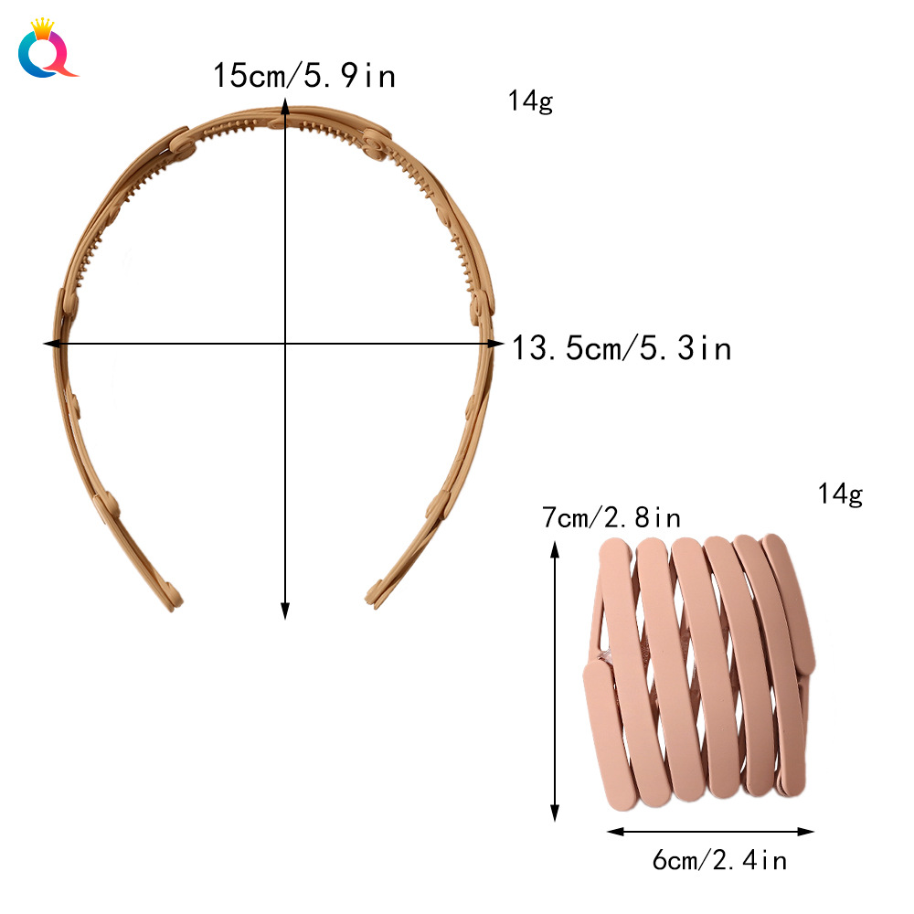 Qiyue Fashionable foldable ABS hairband, portable and versatile, with a matte and toothed headband for women Specification drawing