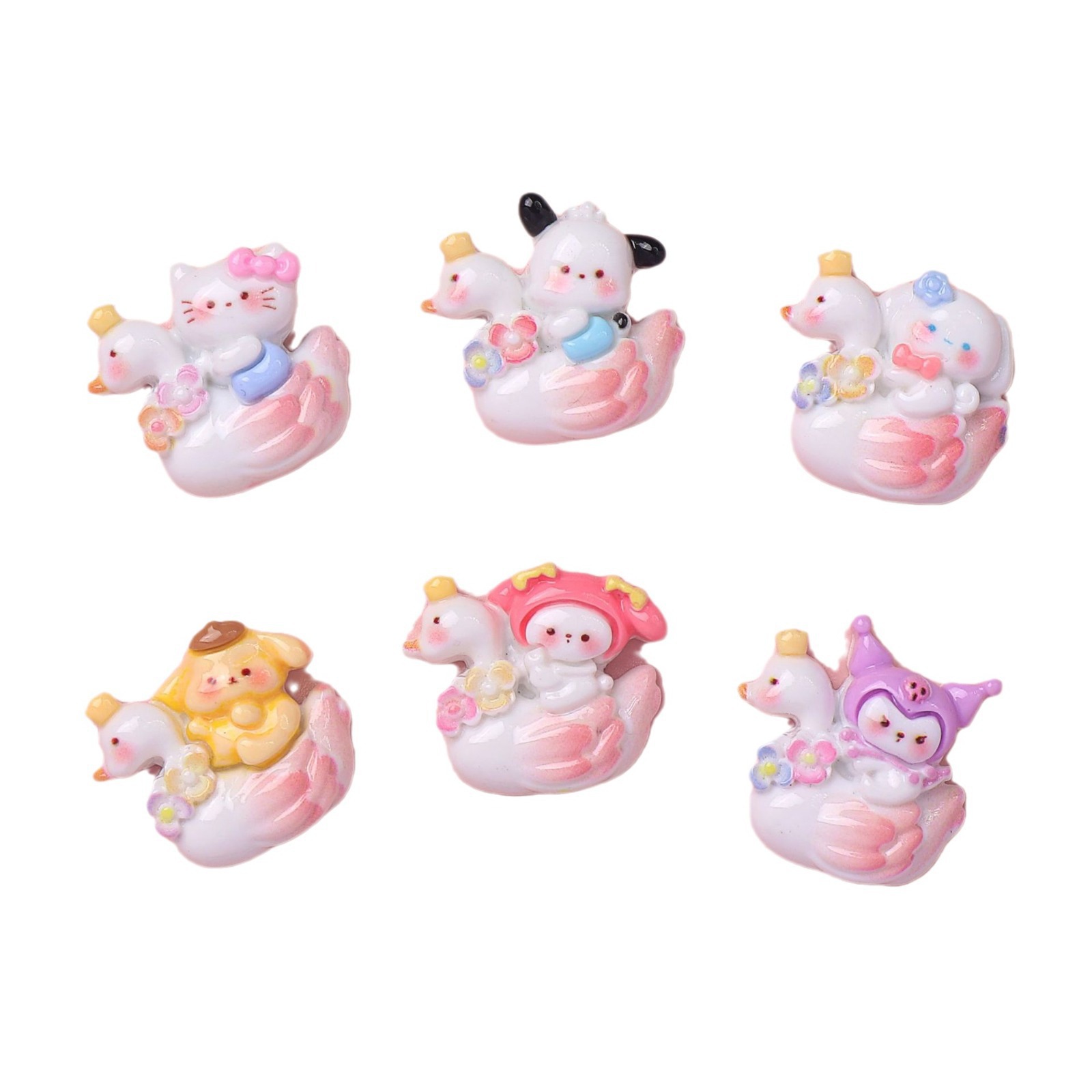 diy cartoon shiny and cute swan, cream glue resin, self-made phone case, water cup, hair accessory, headwear, small accessories batch Item Picture