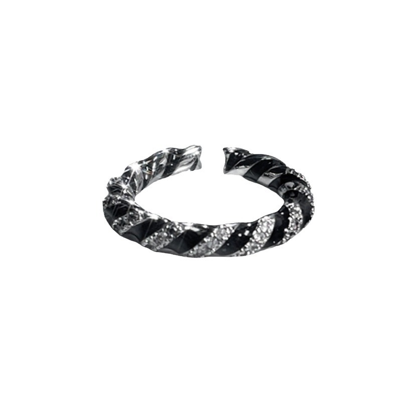 European and American style simple letter drip glaze open ring, women's twisted spiral pattern personality punk cold style food ring Item Picture