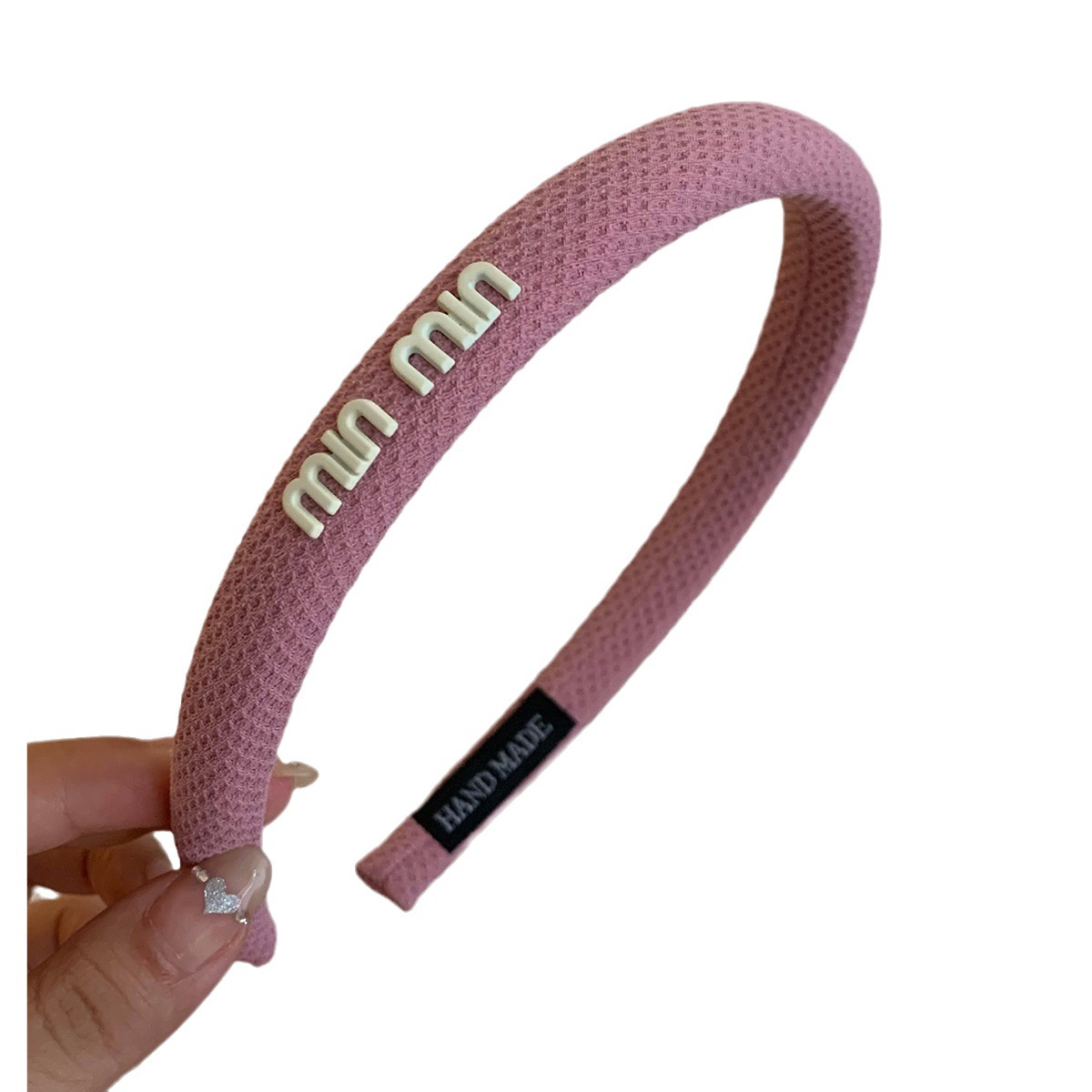 Korean 2025 sponge hairband women's new high-end vacation style minmin letter hairband checkered headband Item Picture
