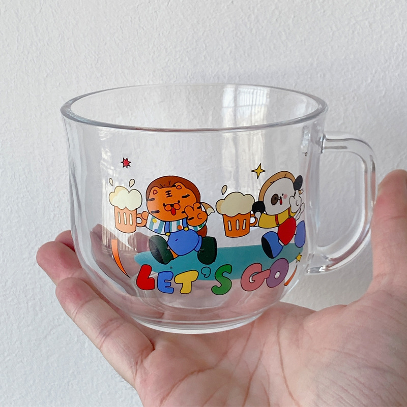 Designer tomato puppy glass cup, breakfast oatmeal cup, milk cup, student water cup, cold drink juice cup Application Scenario
