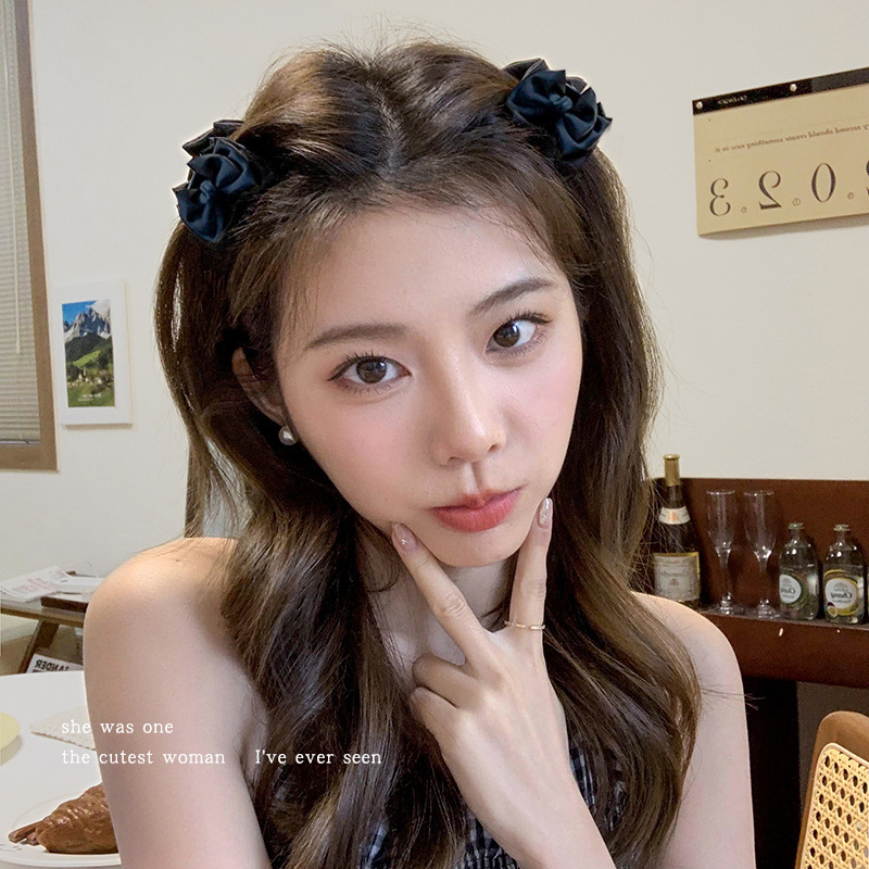 A pair of candy-colored double-sided bow grappling clips, small side clips, princess forehead bangs hair clips, new hair accessories details Picture