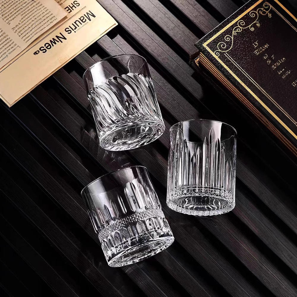 Whisky wine glasses, home vintage crystal glass wine glasses, creative Ins-style octagonal beer glasses, bar KTV details Picture