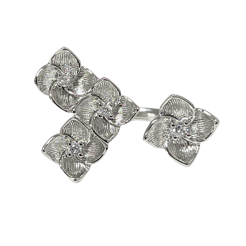 Retro floral brushed texture open ring for women, simple, fashionable, elegant, high-end, trendy and versatile index finger ring jewelry Item Picture