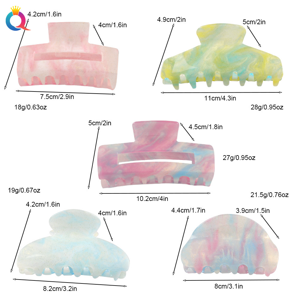 Qiyue Cross-border Acrylic starry Sky Grabber, fresh and clean back head plate hair clip, shark hair clip, hair grabber accessories wholesale Application Scenario