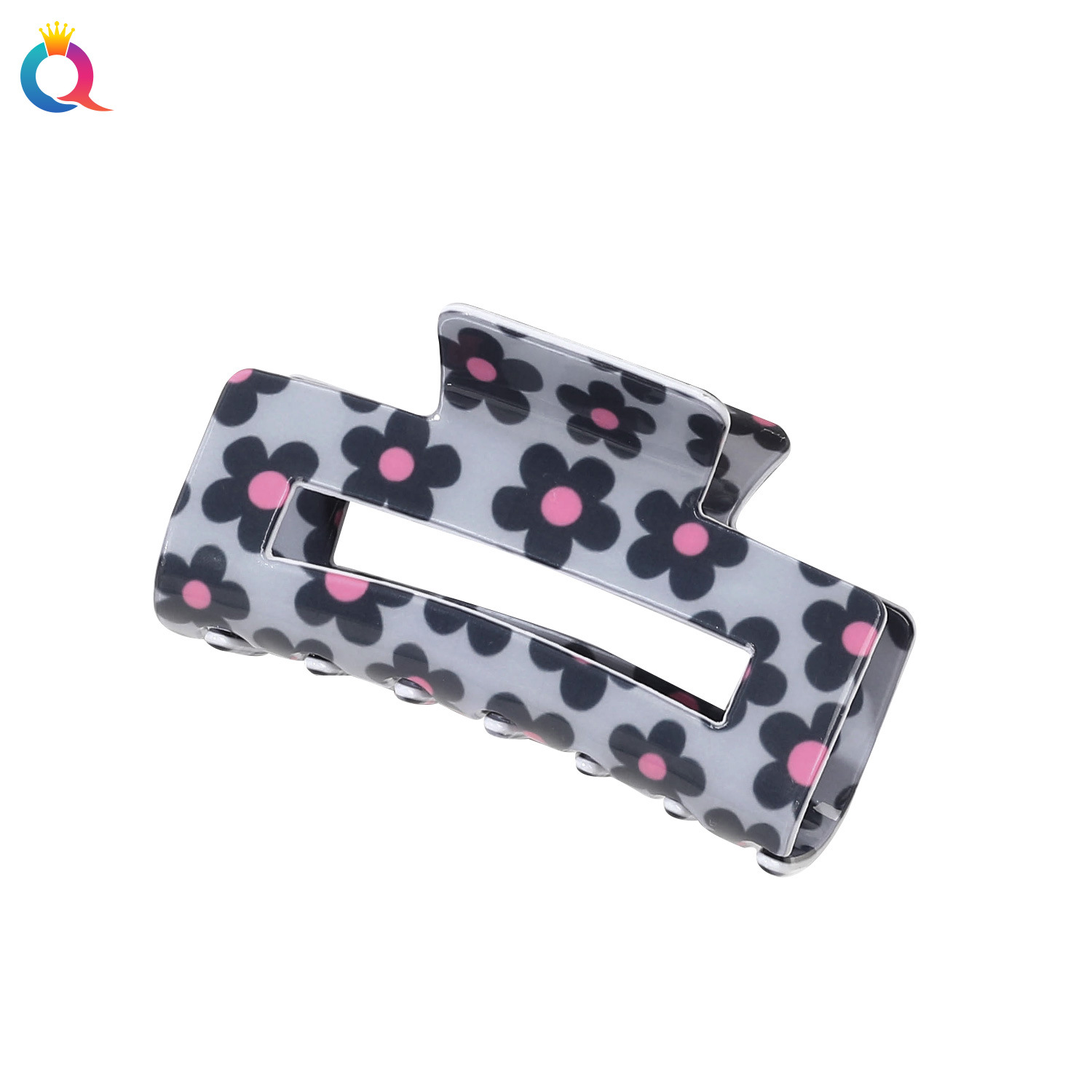 Wholesale of Qiyue Amazon PVC flower hair clips, square back of the head, high-end hairpin, shark clip hair accessories Item Picture
