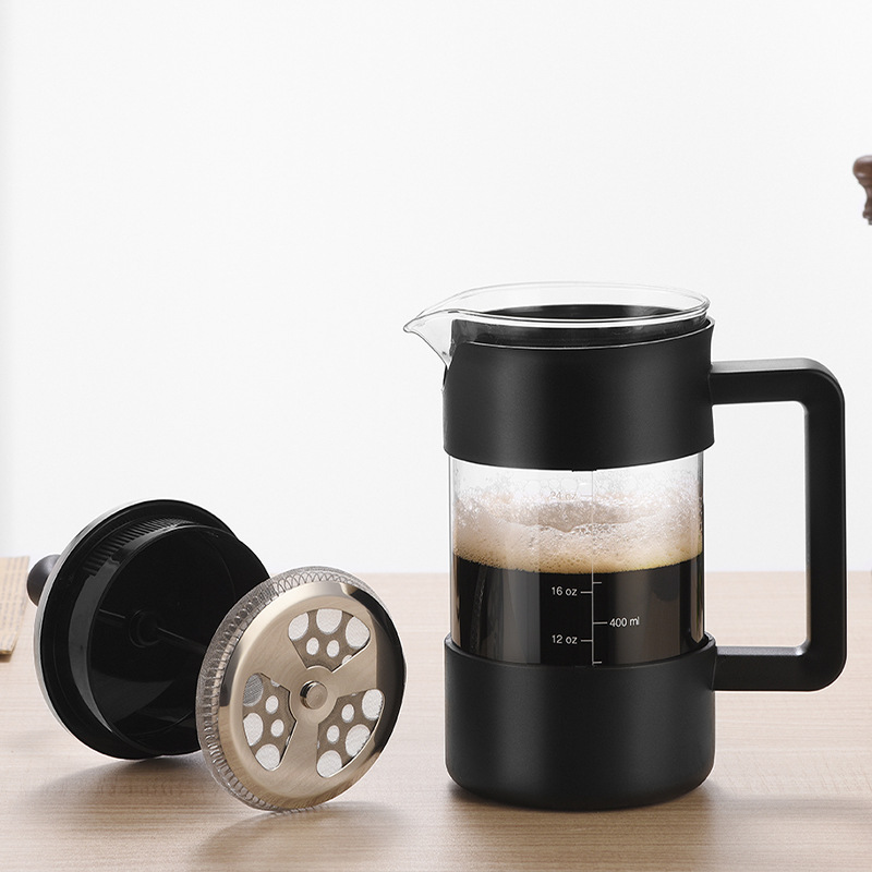 Wholesale French press coffee filter, French filter press, household tea infuser, cold brew coffee, hand-brewed glass coffee pot Specification drawing