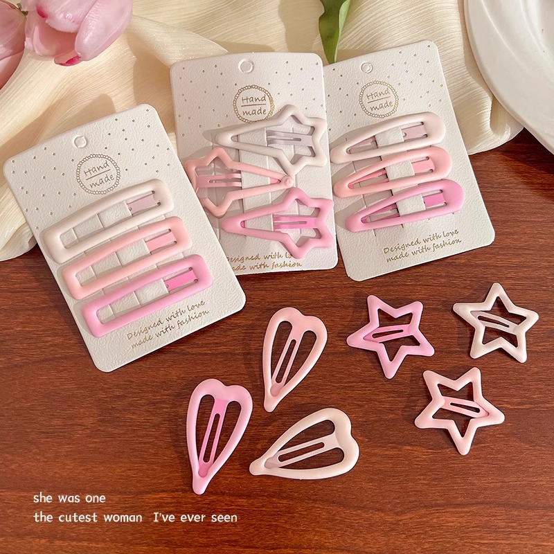 Gradient pink hair clips, sweet and cute y2k dopamine five-pointed star bb hair clips, bangs hair clips for women wholesale Specification drawing