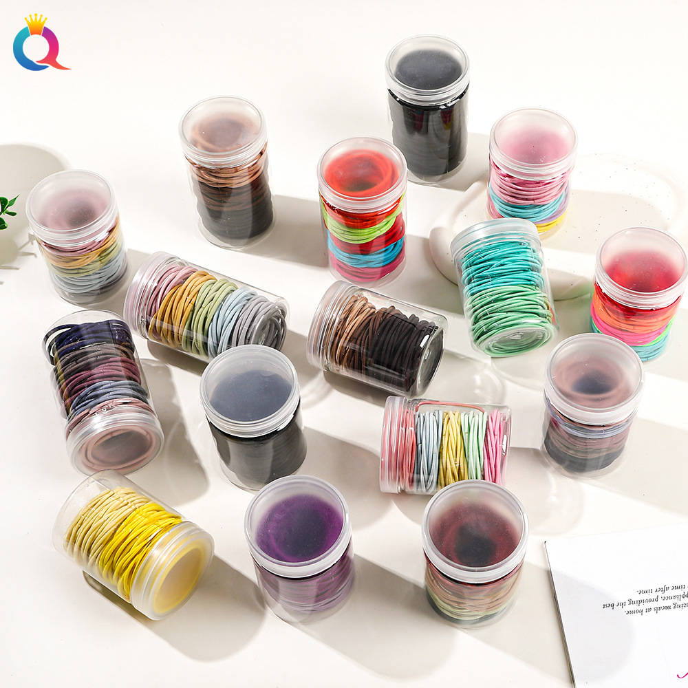 Qiyue Hyuna Colorful canned hair ties, popular simple hair ties, high-elasticity hair bands and hair accessories wholesale full figure