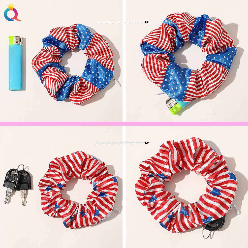 Qiyue European and American printed pattern Ding zipper Large Intestine Hair band Cross-border e-commerce Amazon zipper hair band wholesale Application Scenario