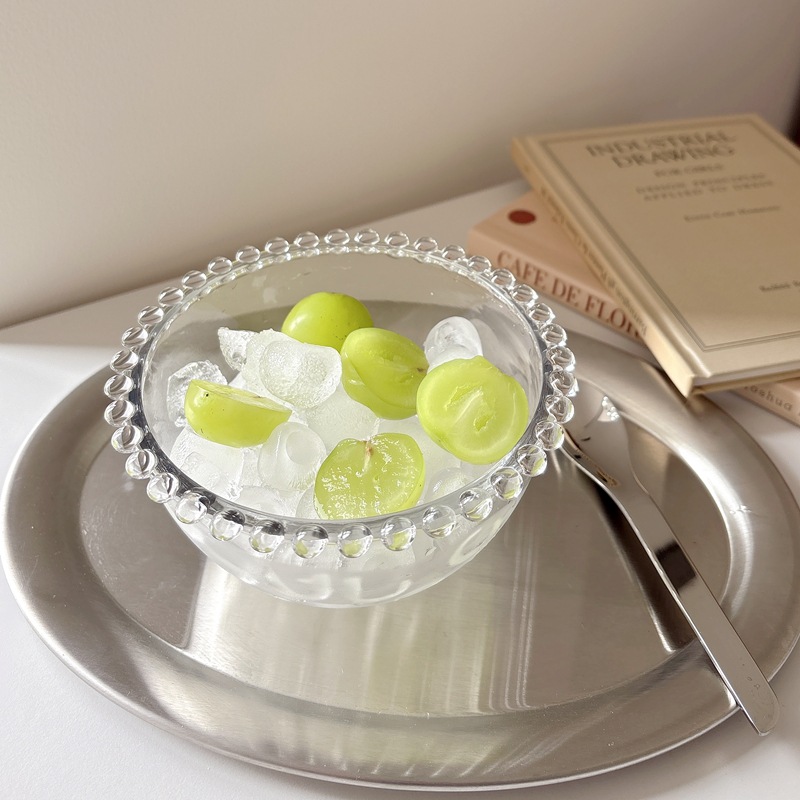 Boli Mei's self-made Ins-style glass bowls, fruit bowls, glass salad bowls, dessert bowls and pearl bowls full figure