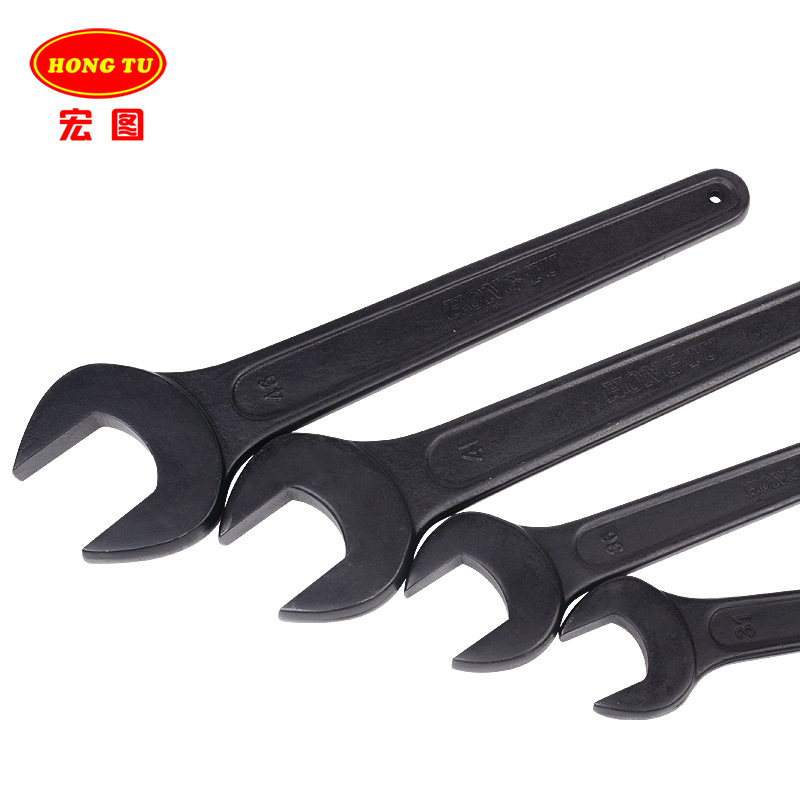 Hongtu straight handle extended heavy-duty thickened single-head open-end wrench strike fixed wrench tool 24 36 48 120mm Specification drawing