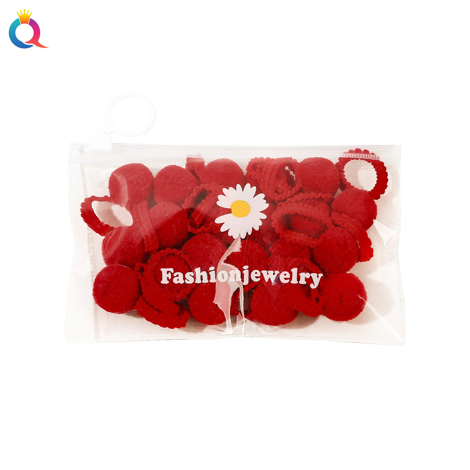 Wholesale of Qiyue Cross-border Hairball Children's Hair Ties, 20 plush hair bands with a high-end feel, small rubber bands and small pulls Item Picture
