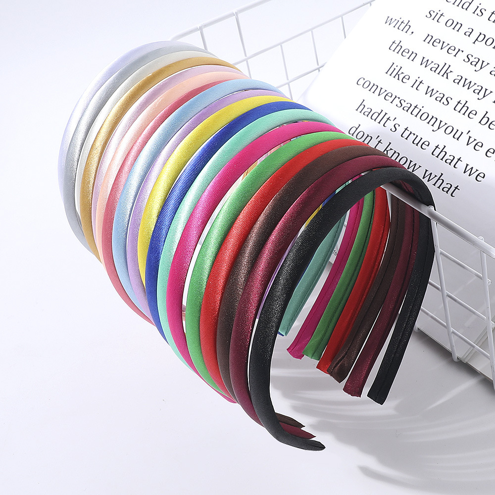 Qiyue European and American Cross-border 1cm candy-colored fabric hair band DIY material hair accessory Color Ding Fine Hair Band B72 full figure