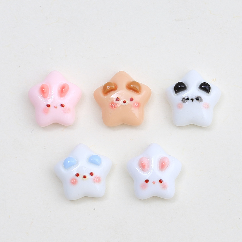 Mini five-pointed star cartoon animal accessories, cream rubber shoe buckle material, resin accessories, diy jewelry, hair clip accessories Specification drawing
