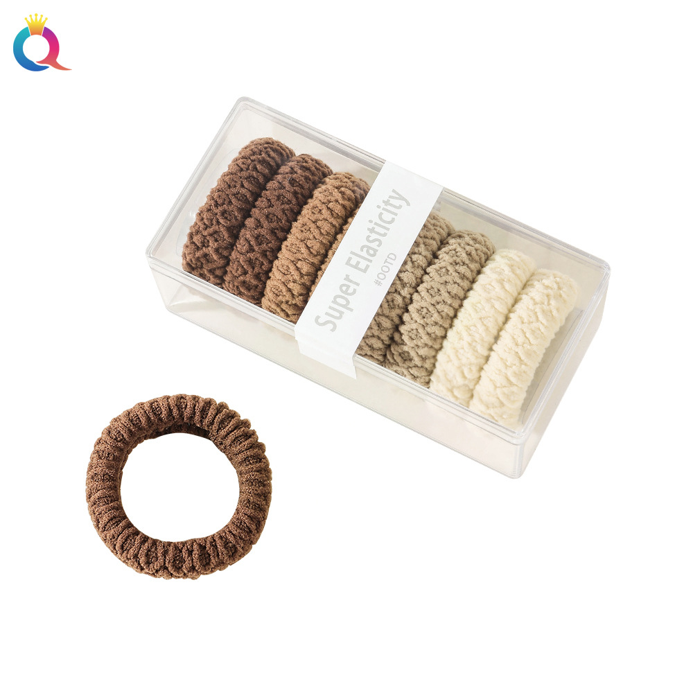 Wholesale of Qiyue high-elasticity hair bands, thick box-packed hair ties, high-end seamless hair ties and hair bands Item Picture