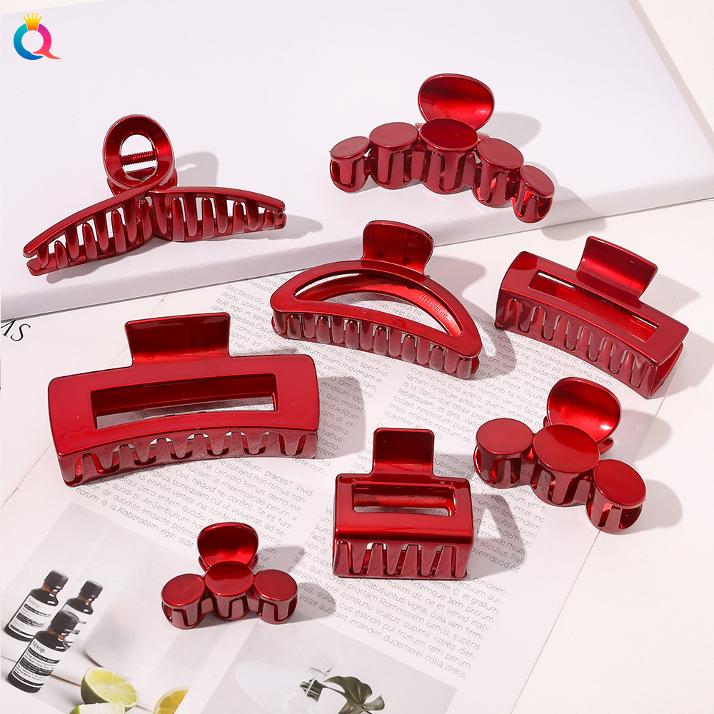 Qiyue New Year Hair Accessories - Red hair clips, festive grab clips, updo hair, shark hair clips, grab children's New Year accessories wholesale full figure