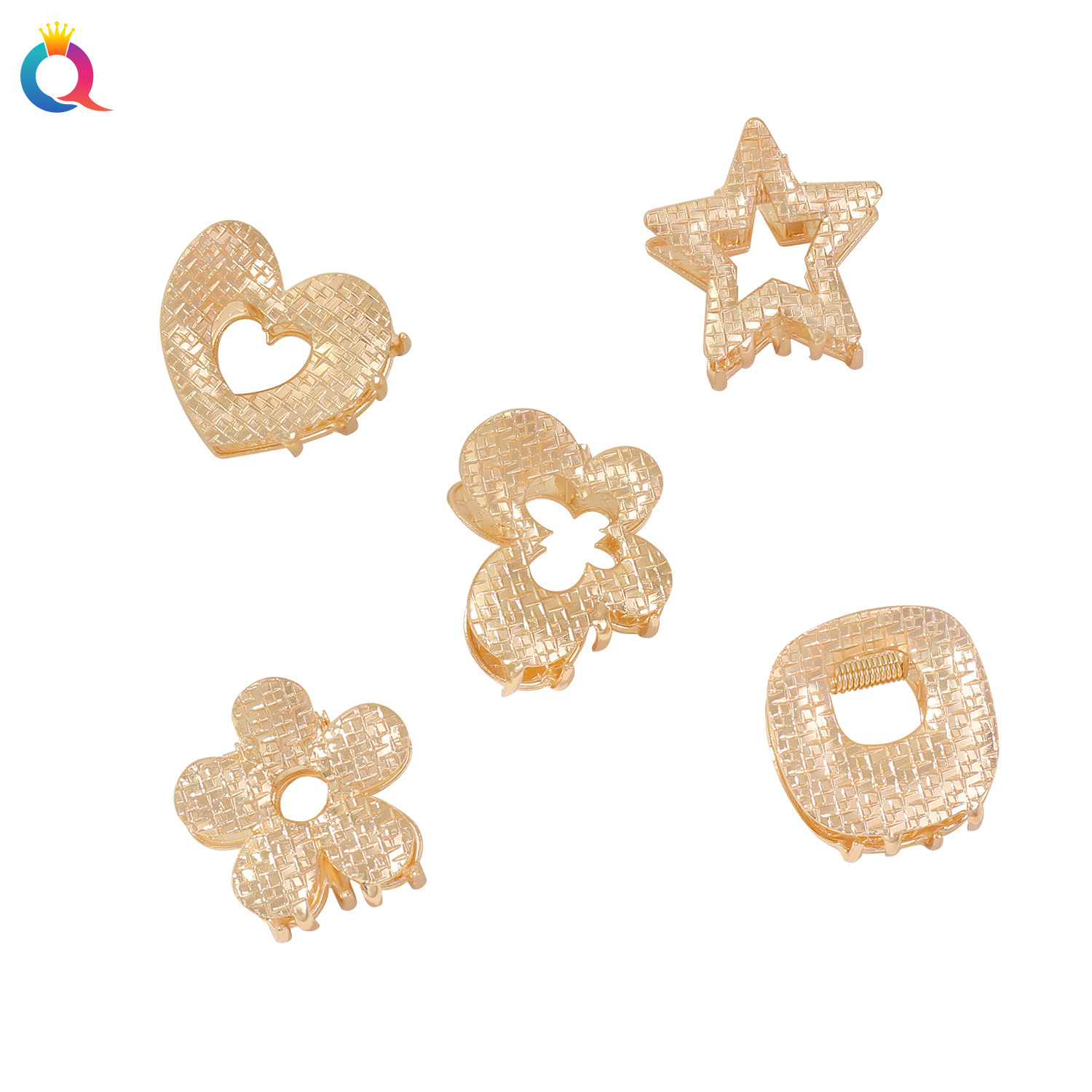 Qiyue Cross-border Metal Cross-pattern hair clips, Light luxury hollowed-out updo hair clips, back of the head shark clips, hair accessories wholesale Item Picture