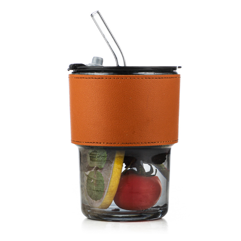 The popular bamboo joint cup, InS-style straw coffee cup, store anniversary promotion advertisement, gift glass water cup with logo printing Item Picture