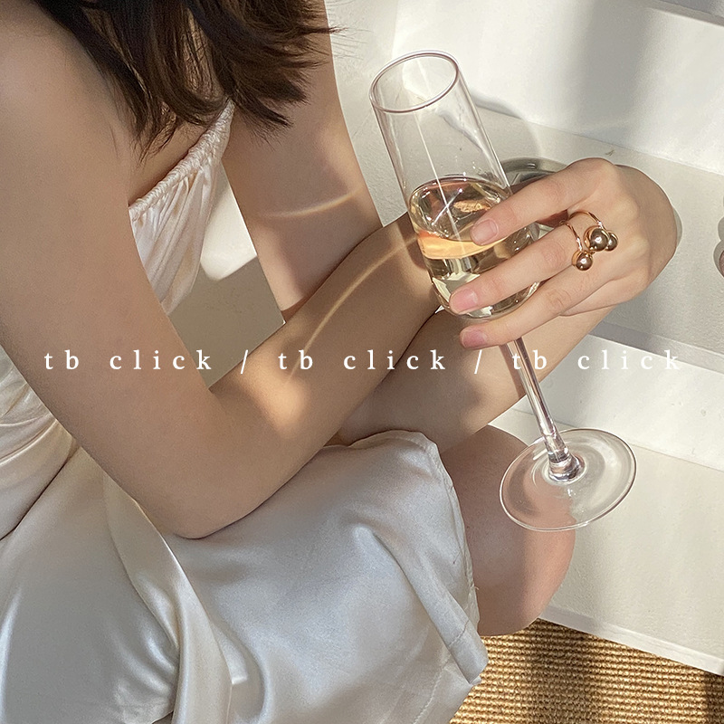 French tall champagne glasses, high-end glass cocktail straight cups, romantic ins wedding party gifts wholesale full figure