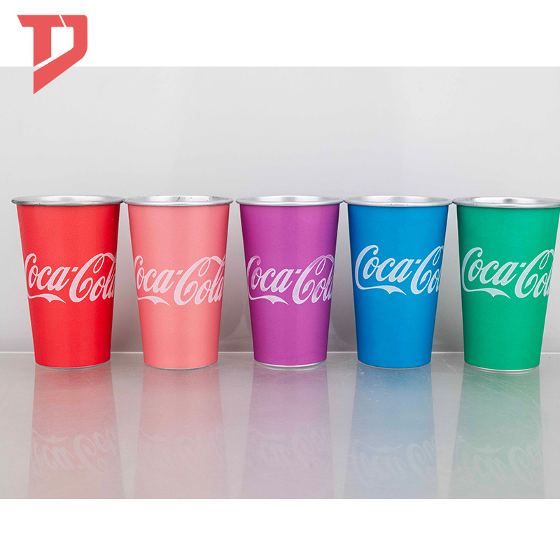 The new popular Coca-Cola color-changing aluminum cup for outdoor camping parties, a creative aluminum beer mug details Picture