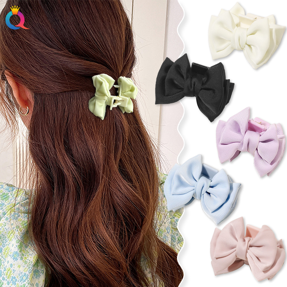 Qiyue sweet and cute bow hair clips, small claw clips, bangs clips, side hair clips, women's hair accessories and headwear wholesale details Picture