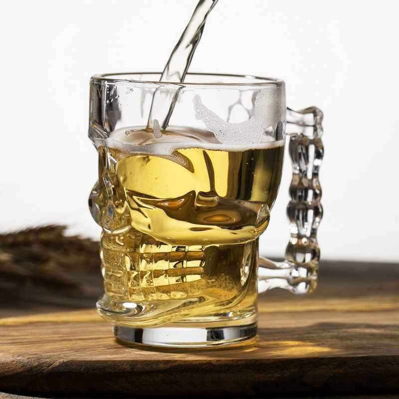 Wholesale of green Apple creative skull cups, beer mugs, draft beer cups, juice cups, water cups and glass cups with logo printing Specification drawing