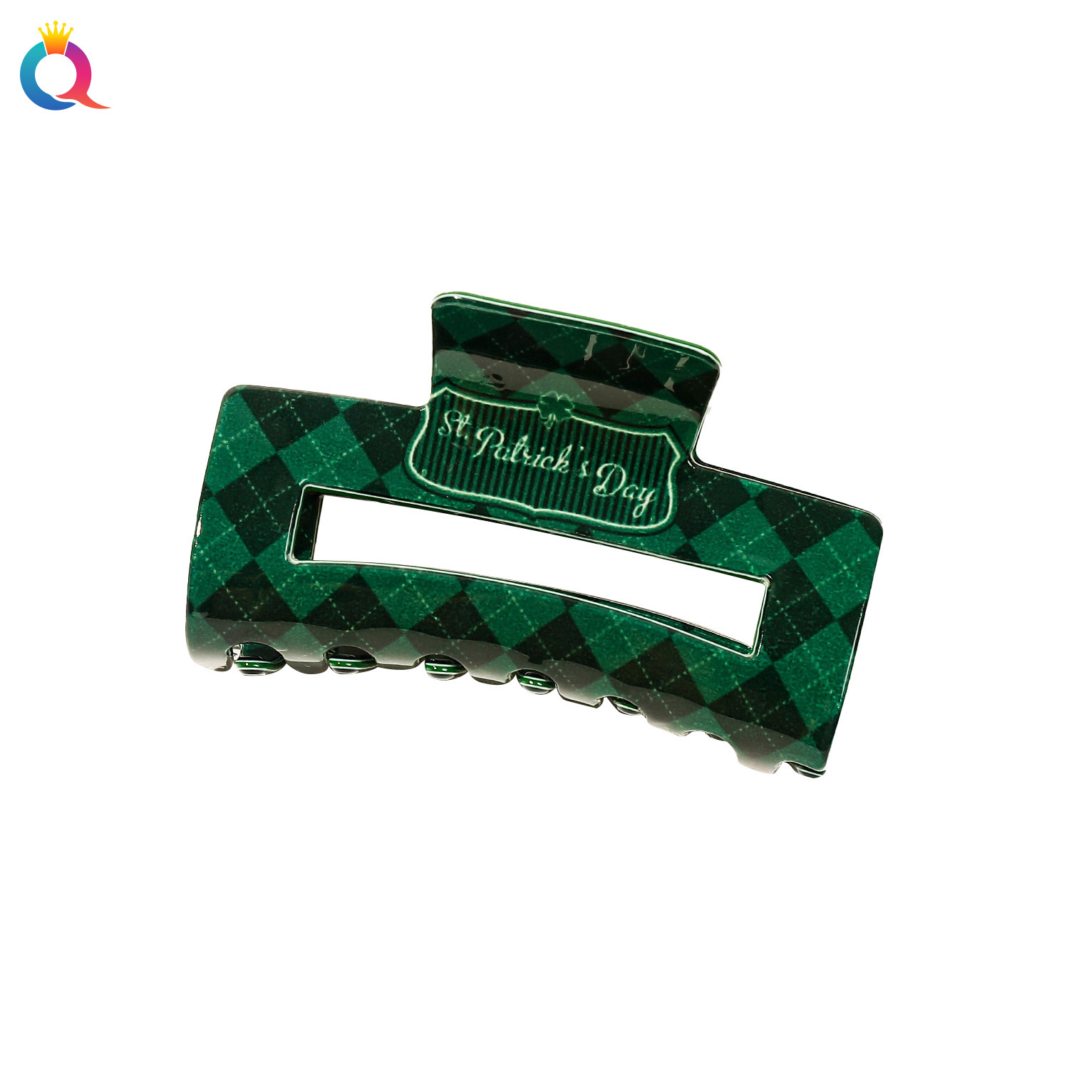 Qiyue Irish St. Parker's Day hair clips, high-end hairpin, shark clip, women's square hair accessories, hair clips wholesale Item Picture