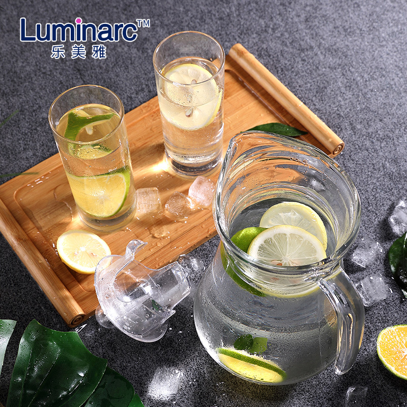 Large-capacity high-temperature resistant glass water bottle, household tea, juice and beverage cold water bottle, vertical pattern with lid tied pot, cold water bottle full figure