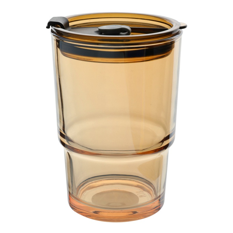Bolimei Korean InS-style tea-colored glass straw cup, student covered water cup, large-capacity glass cup Item Picture