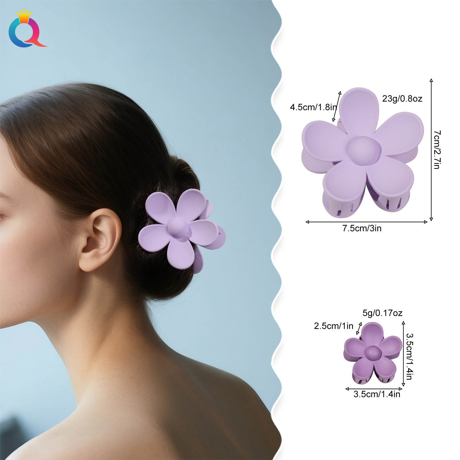 Qiyue Cross-border Candy-colored Flower Hair Clip Set, Sweet Flower Grab clip, Women's Hair clip, Hair grab tray, Hair clip, Hair accessory details Picture