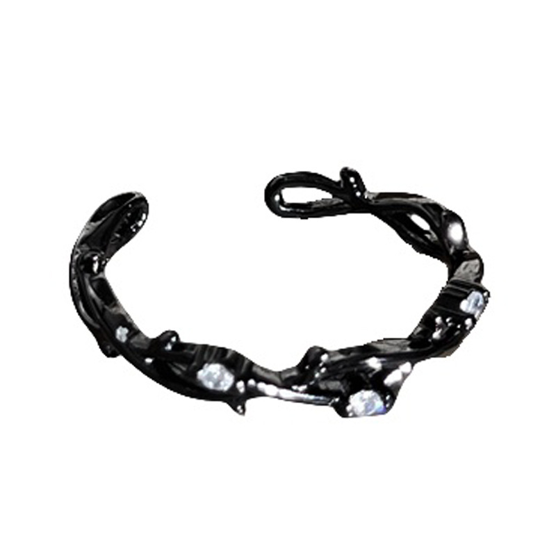 Punk dark cross-border Saturn micro-set stacked open ring, women's thorns light luxury, versatile, simple and fashionable ring trend Item Picture