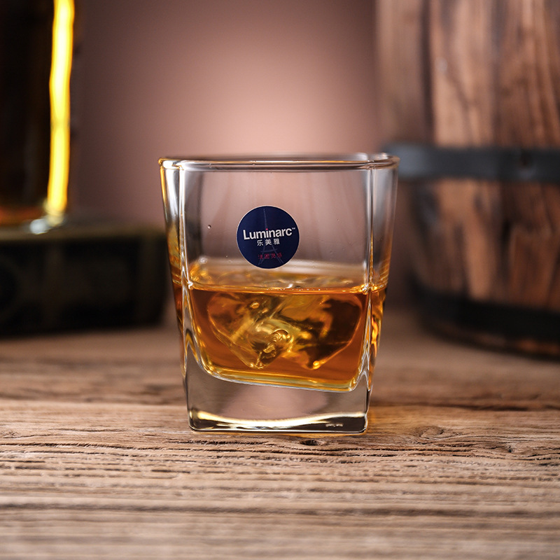 Le Meiya thick-bottomed square glass, Stoning glass, heat-resistant water glass, juice glass, foreign wine glass, beer glass, whisky glass full figure