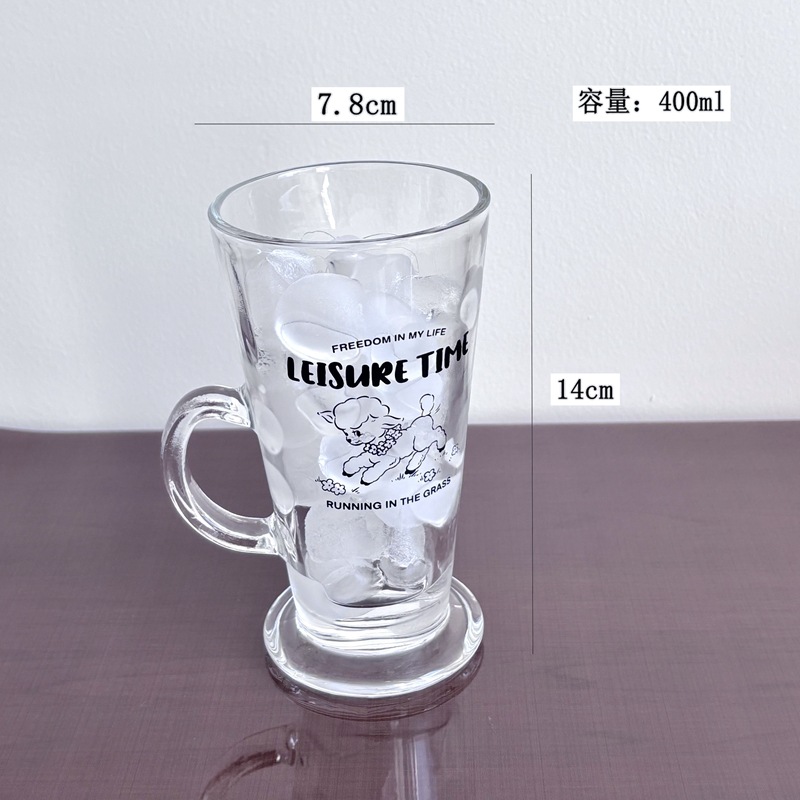 Popular cartoon glass cups, coffee cups with handles, cups with a girlish heart, lattes, cold brew cups and milk cups Specification drawing