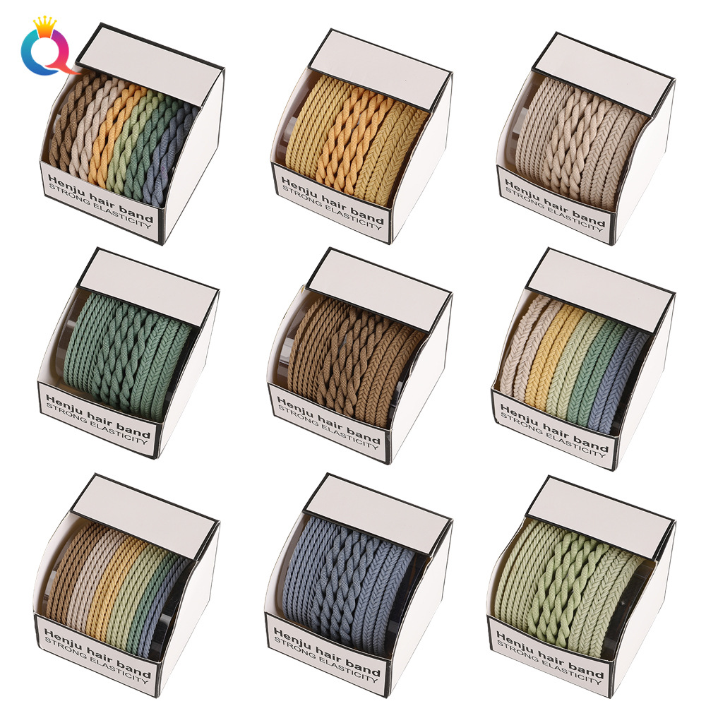 Qiyue Cross-border box-packed hair ties, hair bands, women's hair ties, small rubber bands, ins high appearance level hair ties and hair accessories wholesale Specification drawing