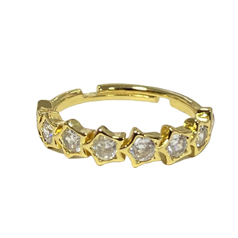 Cross-border best-selling ins light luxury star four-leaf clover two-color geometric ring, a high-end and elegant feminine ring with a cold style Item Picture