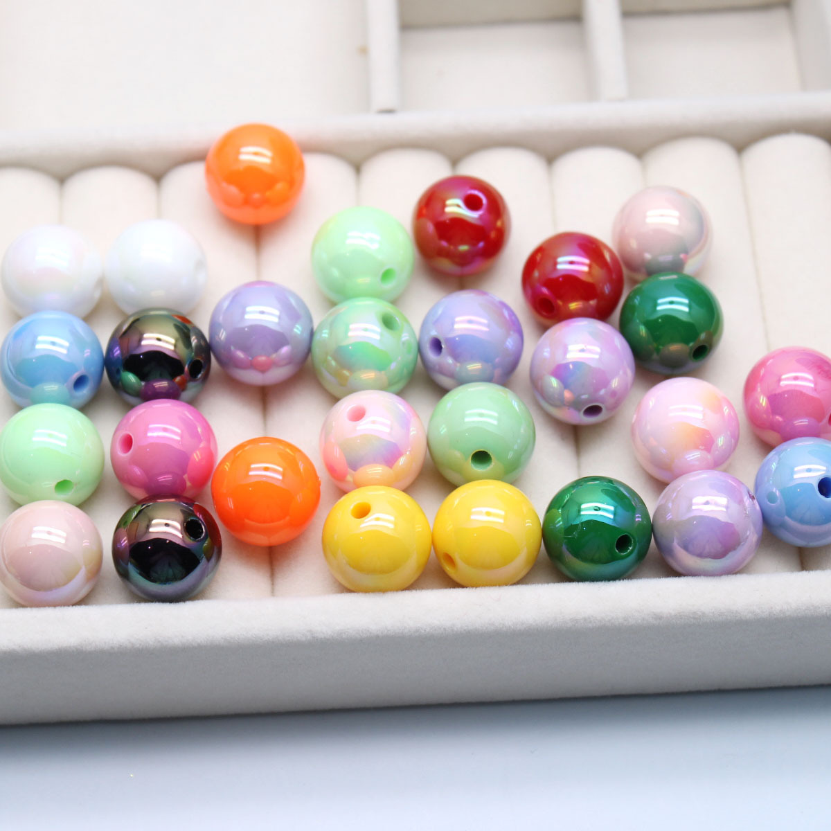 16mm beads, loose beads, seven-color shell beads, acrylic diy bracelet, mobile phone chain, beaded material, jewelry accessories, straight holes full figure