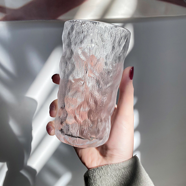 Glacial-patterned glass cups, high-appearance-level water cups, women's gradient color juice cups, children's summer Ins-style coffee cups, beer mugs full figure