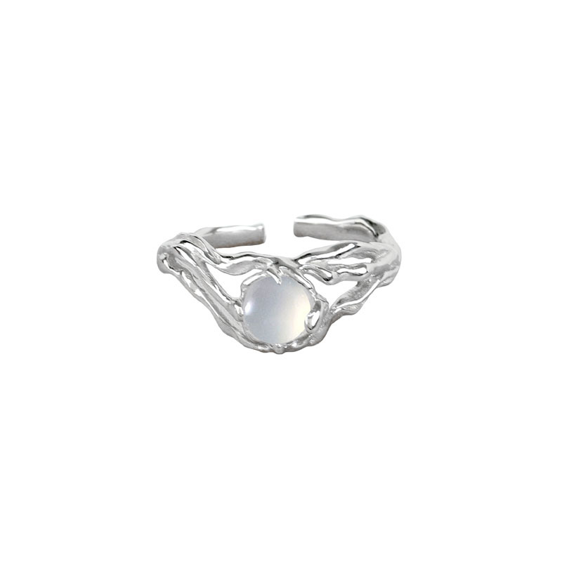A niche design with a unique texture opal open ring, exuding a sense of high-end sophistication for women. It features a cold and elegant style with a touch of light luxury Item Picture