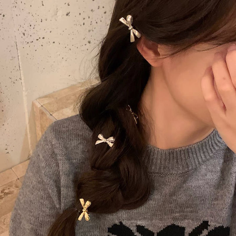 Metal bow hair clips, sweet and cool girl's small bangs clips, hair clip edge clips, broken hair clips, fresh and cute duckbill clips full figure