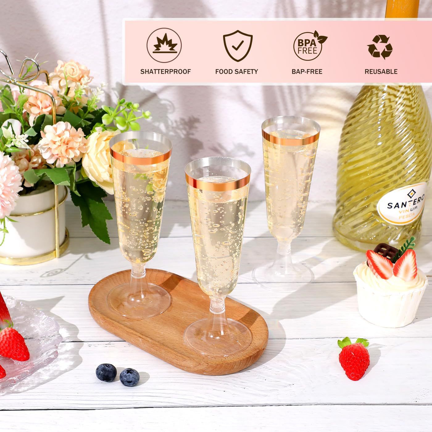 Cross-border exclusive disposable champagne glass, ps material plastic transparent red wine glass 150ml, party wedding champagne glass Specification drawing
