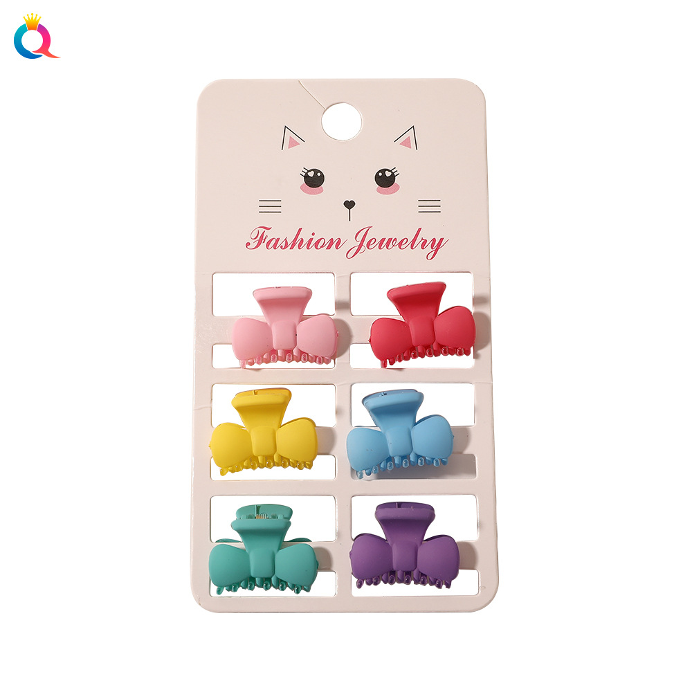 Qiyue Korean version fashionable and simple small amber hair clips, six sets of Morandi color clips mini hair accessories Item Picture