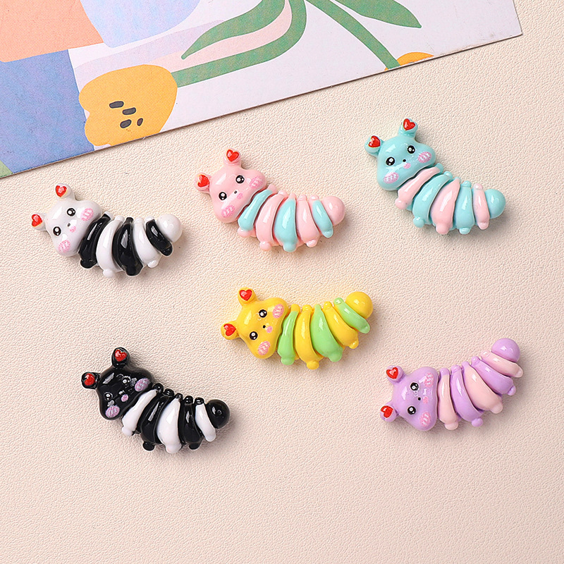New cartoon glossy caterpillar resin accessories, headwear, hair accessories, hairpin accessories, cream glue diy accessories and ornaments Specification drawing