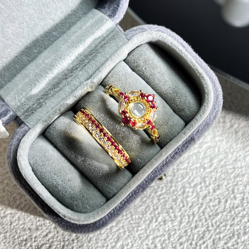 A best-selling retro French rose red zircon light luxury open ring for women, a unique and exquisite ring with a cold style on Instagram details Picture