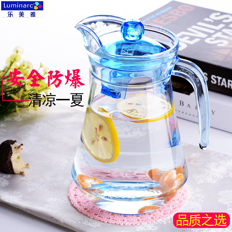 Lemeiya glass cold water bottle thickened transparent heat-resistant cold water bottle teapot, restaurant beer tie pot, duckbill pot wholesale details Picture