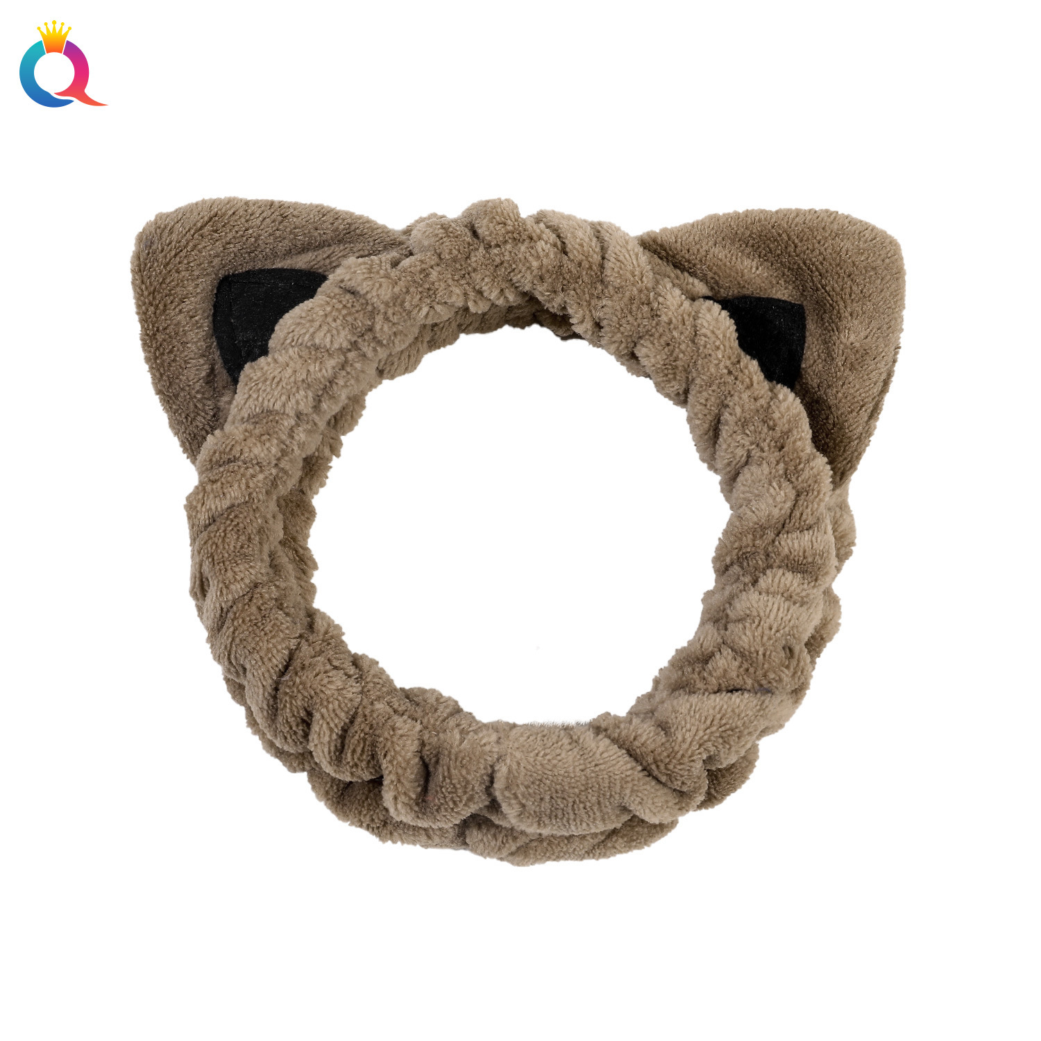 Qiyue Cross-border Cartoon plush cat ear Hair Tie, women's hair pressing, face washing headband, simple and versatile headscarf and headwear wholesale Item Picture