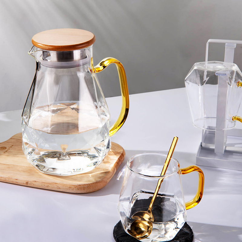 Creative and simple cold water bottle home set, high borosilicate thickened glass cold water bottle, transparent glass cup drinking cup Specification drawing